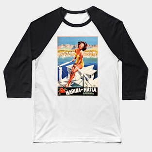 MARINA DI MASSA Apuania ENIT Vintage Italian Travel Art Baseball T-Shirt